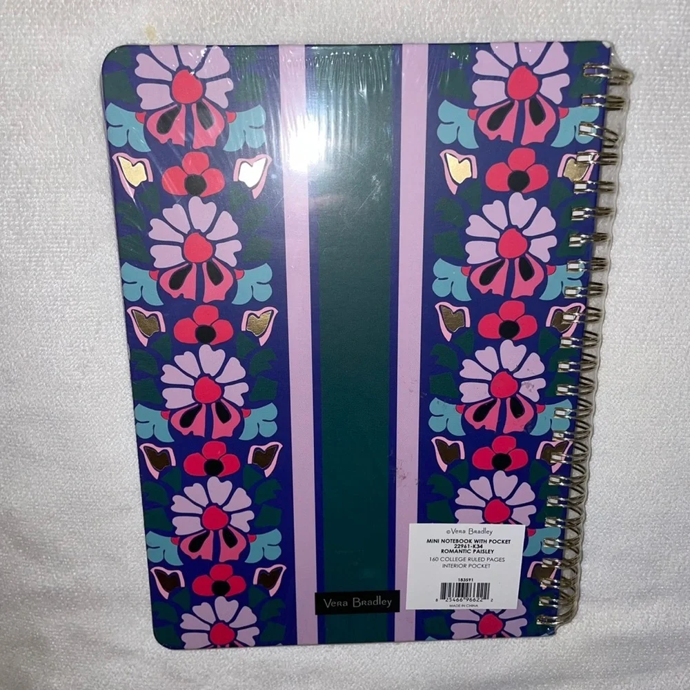 New! Vera Bradley Mini Notebook W/Pocket Romantic Paisley🌸160 page Spiral✨